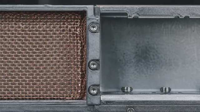 Close detail of an RF shielding enclosure seam